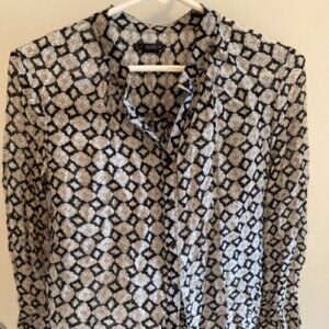 Club Monaco Bib Collar Black and White Blouse Size M